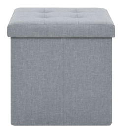 Tabouret de rangement pliable Gris clair Faux lin