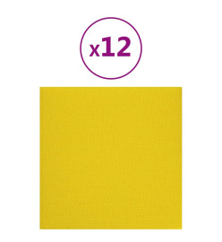 Panneaux muraux 12 pcs Jaune clair 30x30 cm Tissu 1,08 m²