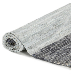 Tapis Chindi tissé à la main Cuir 120 x 170 cm Gris