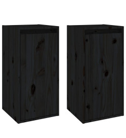 Armoires murales 2 pcs Noir 30x30x60 cm Bois de pin massif