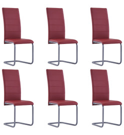 Chaises à manger cantilever lot de 6 rouge similicuir