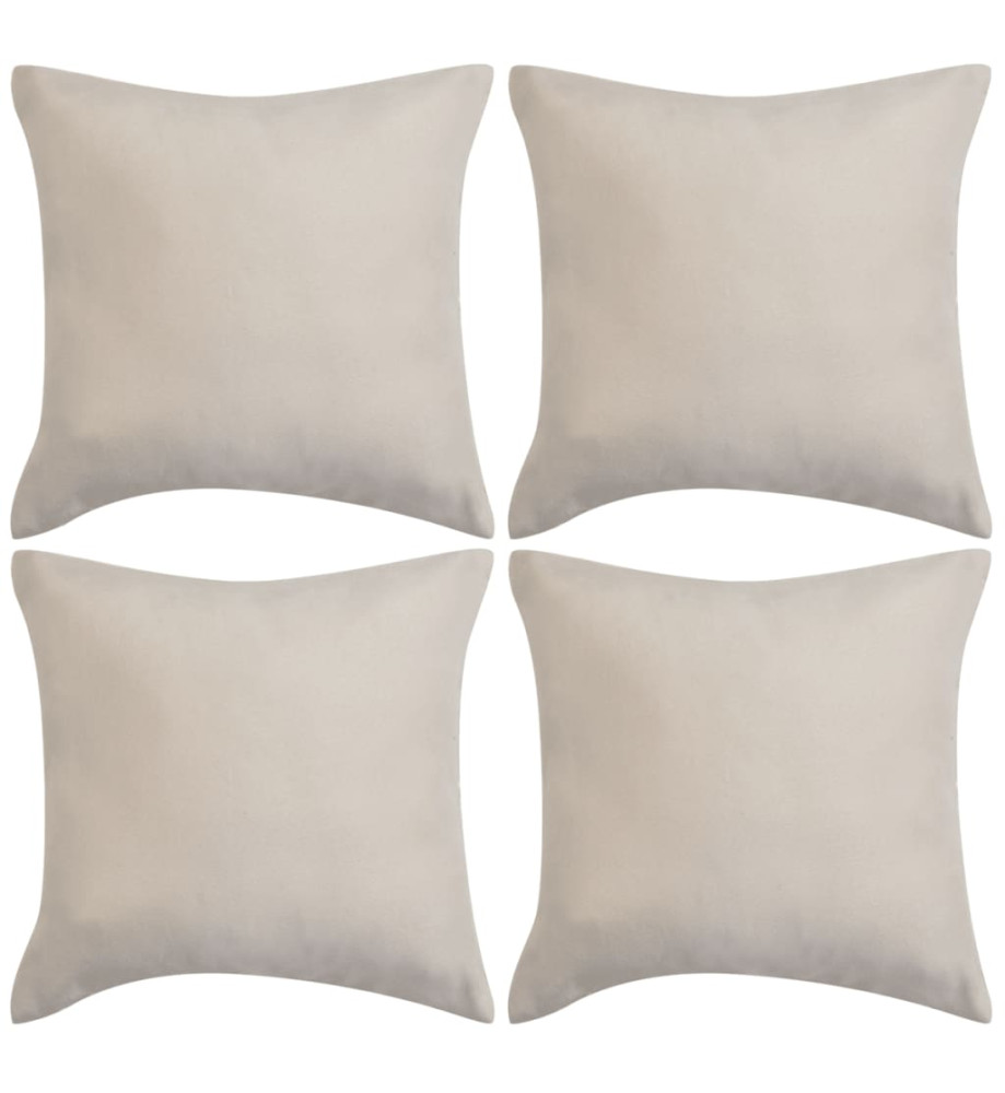 Housse de coussin 4 pcs 40 x 40 cm Polyester Faux Daim Beige