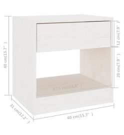 Table de chevet Blanc 40x31x40 cm Bois de pin massif