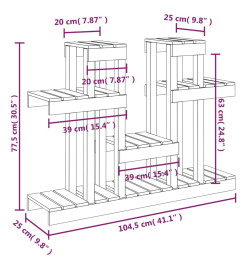 Support à plantes Noir 104,5x25x77,5 cm Bois massif de pin