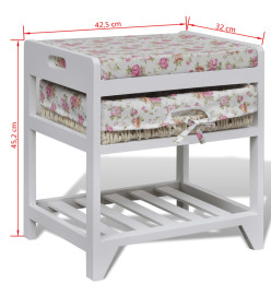 Banc de rangement avec étagère à chaussures et panier Paulownia