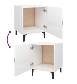 Tables de chevet 2 pcs Blanc brillant Bois d'ingénierie