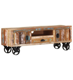 Meuble TV avec roues 110x30x37 cm Bois de récupération massif