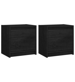 Tables de chevet 2 pcs Noir 40x30,5x40 cm Bois de pin massif