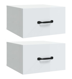 Tables de chevet murales 2 pcs Blanc brillant 35x35x20 cm