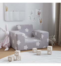 Canapé pour enfants Gris clair avec étoiles Peluche douce