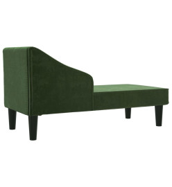 Chaise longue avec traversin vert foncé velours