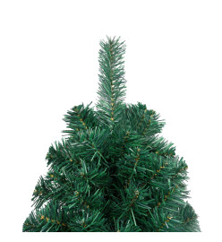 Demi-arbre de Noël artificiel pré-éclairé et boules vert 120 cm