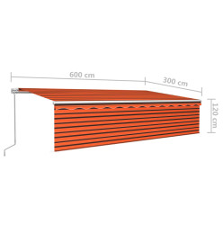 Auvent manuel rétractable avec store 6x3 m Orange et marron