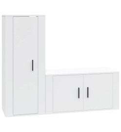 Ensemble de meubles TV 2 pcs Blanc Bois d'ingénierie