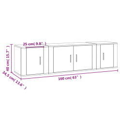 Ensemble de meubles TV 3 pcs Blanc Bois d'ingénierie