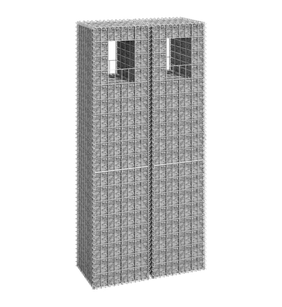 Poteaux à panier de gabion 2 pcs 40x40x180 cm Fer