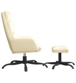 Chaise de relaxation avec tabouret Crème Similicuir