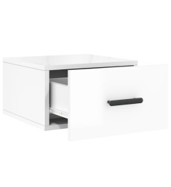 Table de chevet murale blanc brillant 35x35x20 cm