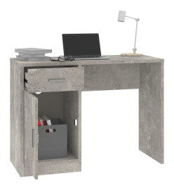 Bureau avec tiroir et armoire Gris béton 100x40x73 cm