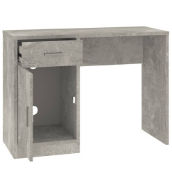 Bureau avec tiroir et armoire Gris béton 100x40x73 cm