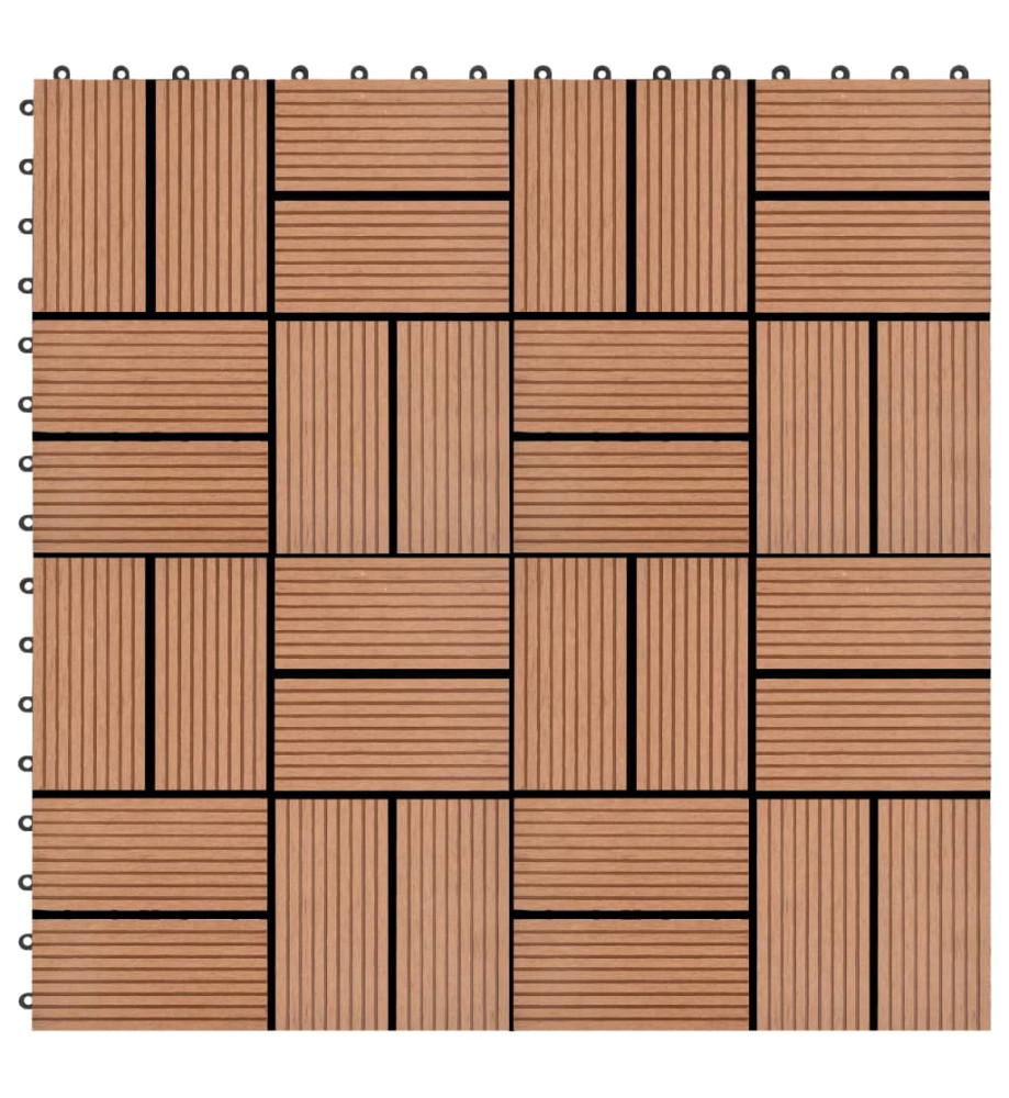 Carreaux de terrasse 22 pcs 30 x 30 cm 2 m² WPC Marron