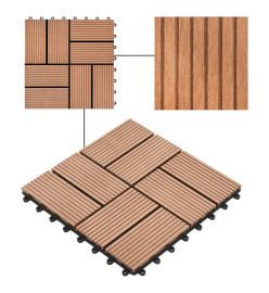 Carreaux de terrasse 22 pcs 30 x 30 cm 2 m² WPC Marron