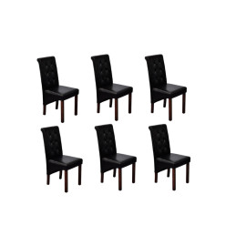 Chaises à manger lot de 6 noir similicuir