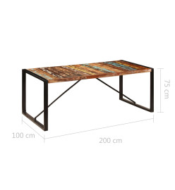 Table à dîner 200x100x75 cm Bois de récupération solide