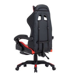 Fauteuil de jeux vidéo et repose-pied Rouge et noir Similicuir