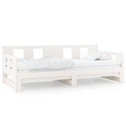 Lit coulissant Blanc Bois de pin solide 2x(80x200) cm