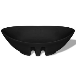 Lavabo ovale en céramique noir avec trop plein 59 x 38,5 cm