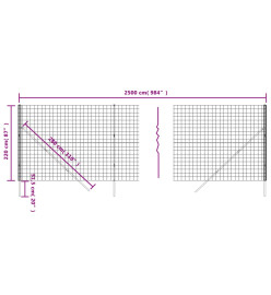 Clôture en treillis métallique anthracite 2,2x25 m