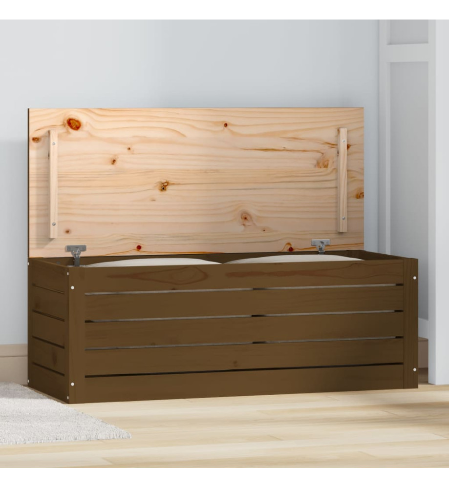 Boîte de rangement Marron miel 89x36,5x33 cm Bois massif pin