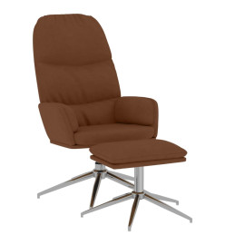 Chaise de relaxation avec tabouret Marron Similicuir daim