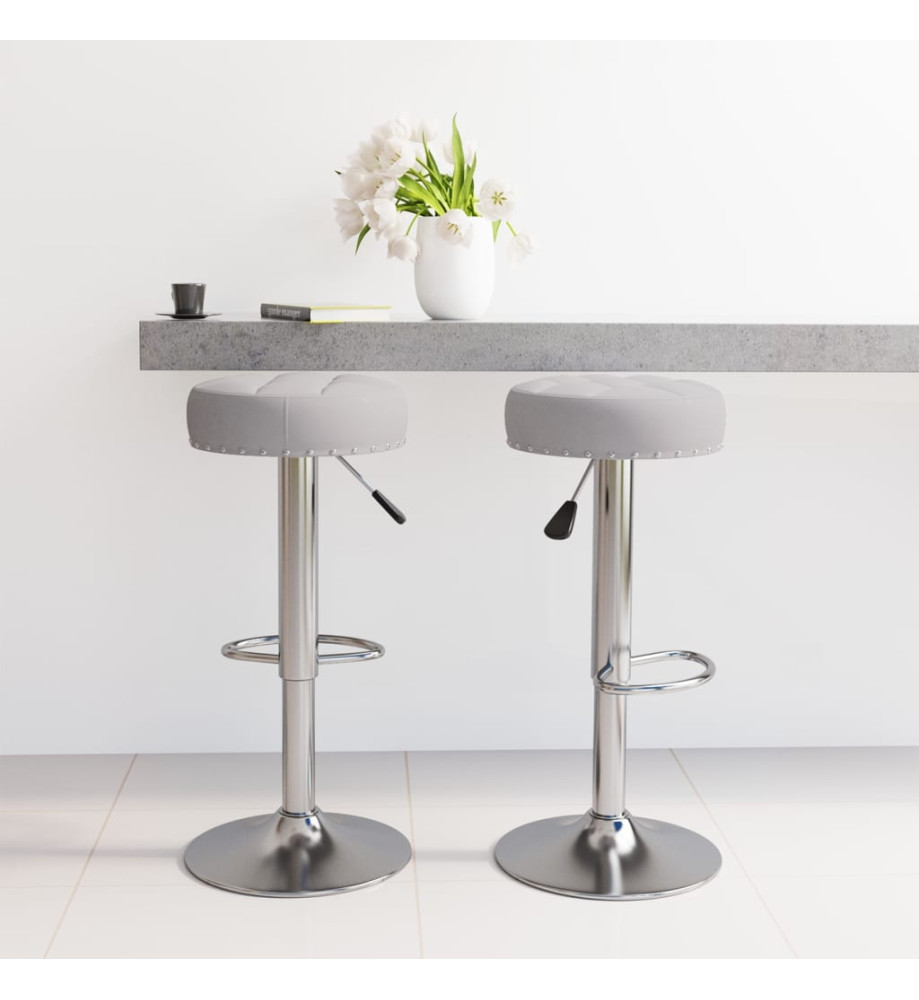 Tabourets de bar lot de 2 gris tissu