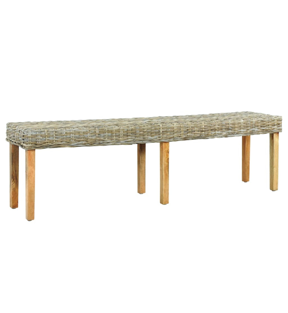 Banc 160 cm Rotin naturel kubu et bois de manguier massif