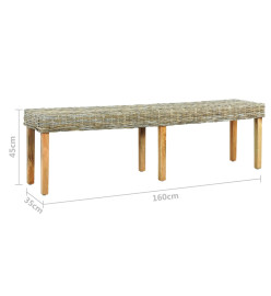 Banc 160 cm Rotin naturel kubu et bois de manguier massif