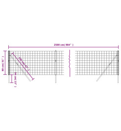 Clôture en treillis métallique anthracite 0,8x25 m