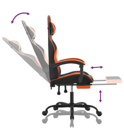 Chaise de jeu avec repose-pied Noir et orange Similicuir