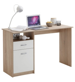 FMD Bureau avec 1 tiroir 123 x 50 x 76,5 cm Chêne et blanc