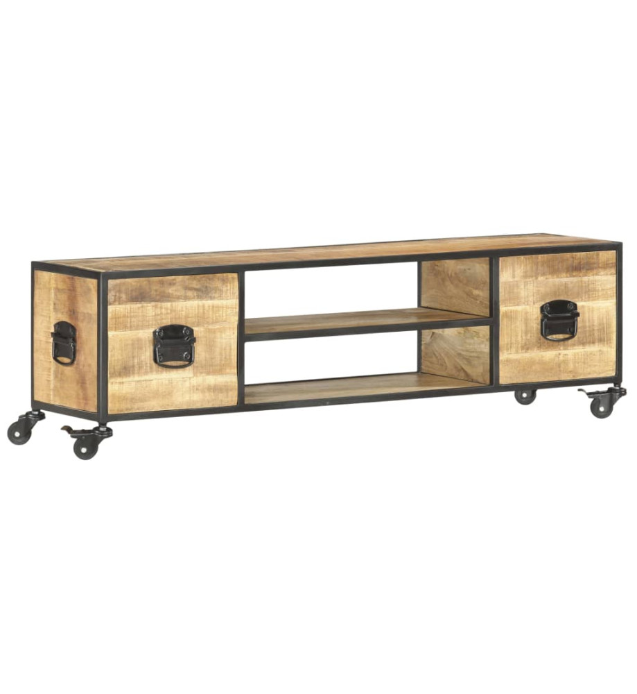 Meuble TV 130x30x39 cm Bois massif de manguier