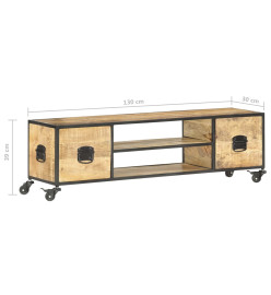 Meuble TV 130x30x39 cm Bois massif de manguier