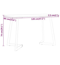 Table à dîner Marron clair 120x60x74 cm MDF et fer