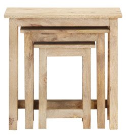 Tables gigognes 3 pcs Bois solide de manguier