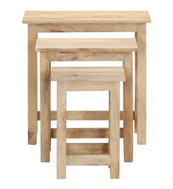 Tables gigognes 3 pcs Bois solide de manguier