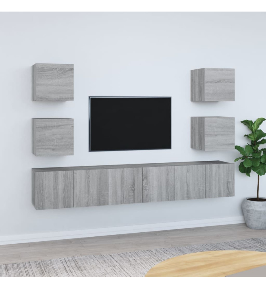 Ensemble de meubles TV 7 pcs Sonoma gris Bois d'ingénierie