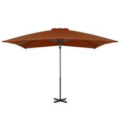 Parasol déporté avec mât en aluminium Terre cuite 250x250 cm