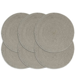 Napperons 6 pcs Gris Plain 38 cm Rond Coton