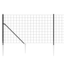 Clôture en treillis métallique et ancrage anthracite 0,8x10 m