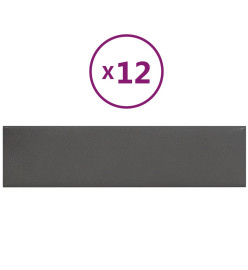 Panneaux muraux 12 pcs Gris 60x15 cm Similicuir 1,08 m²